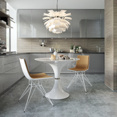 CG - Modern Kitchen In Light Gray Design