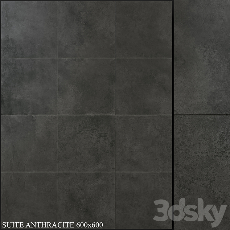 Yurtbay Seramik Suite Anthracite 600x600 - Tile - 3D model