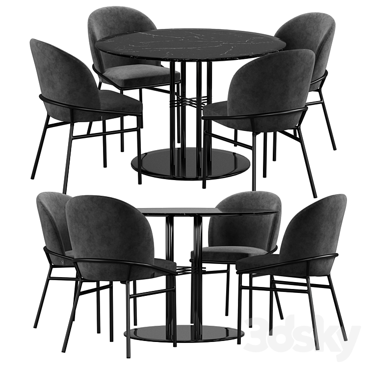 Eichholtz & Gubi dining set - Table + Chair - 3D model