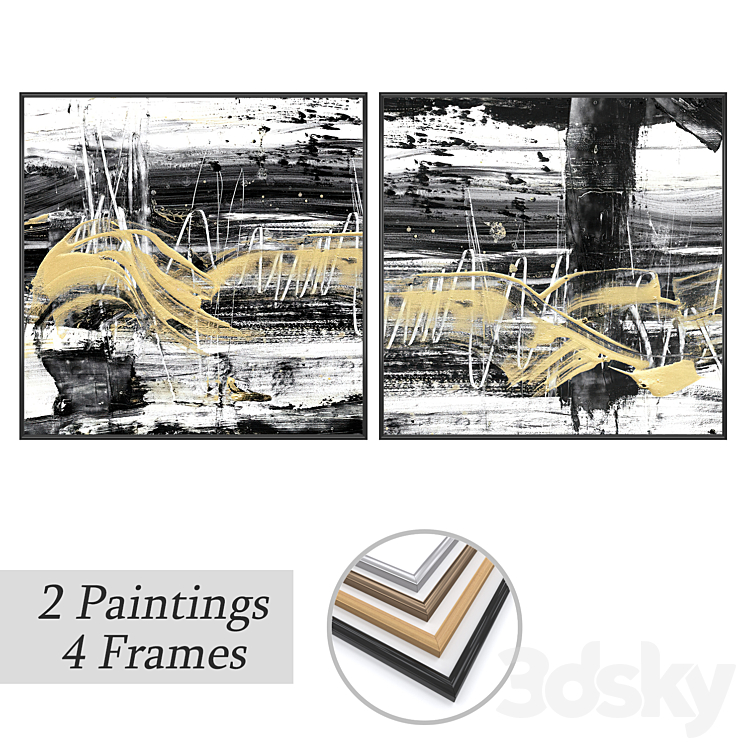 Set of wall paintings No 3532 - Frame - 3D model