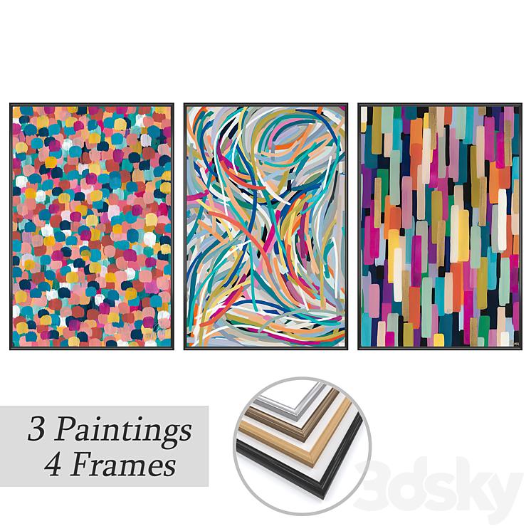 Set of wall paintings No 3638 - Frame - 3D model
