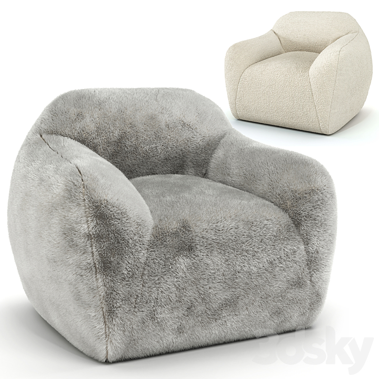 Snugg Faux Fur And Boucle Armchair Arm Chair 3d Model