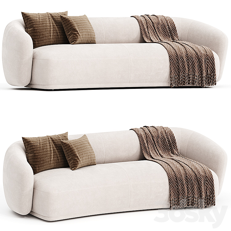 Meridiani RENE Curved fabric sofa - Sofa - 3D model