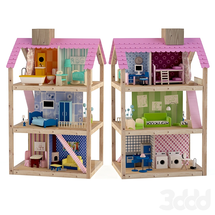 Кукольный дом трех котов. Модель кукольного домика. Домик для кукол с моделью. Кукольный домик 3d модель. 3д модель кукольного домика.