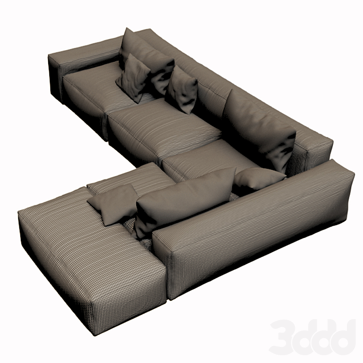 Угловой модульный диван с пуфом