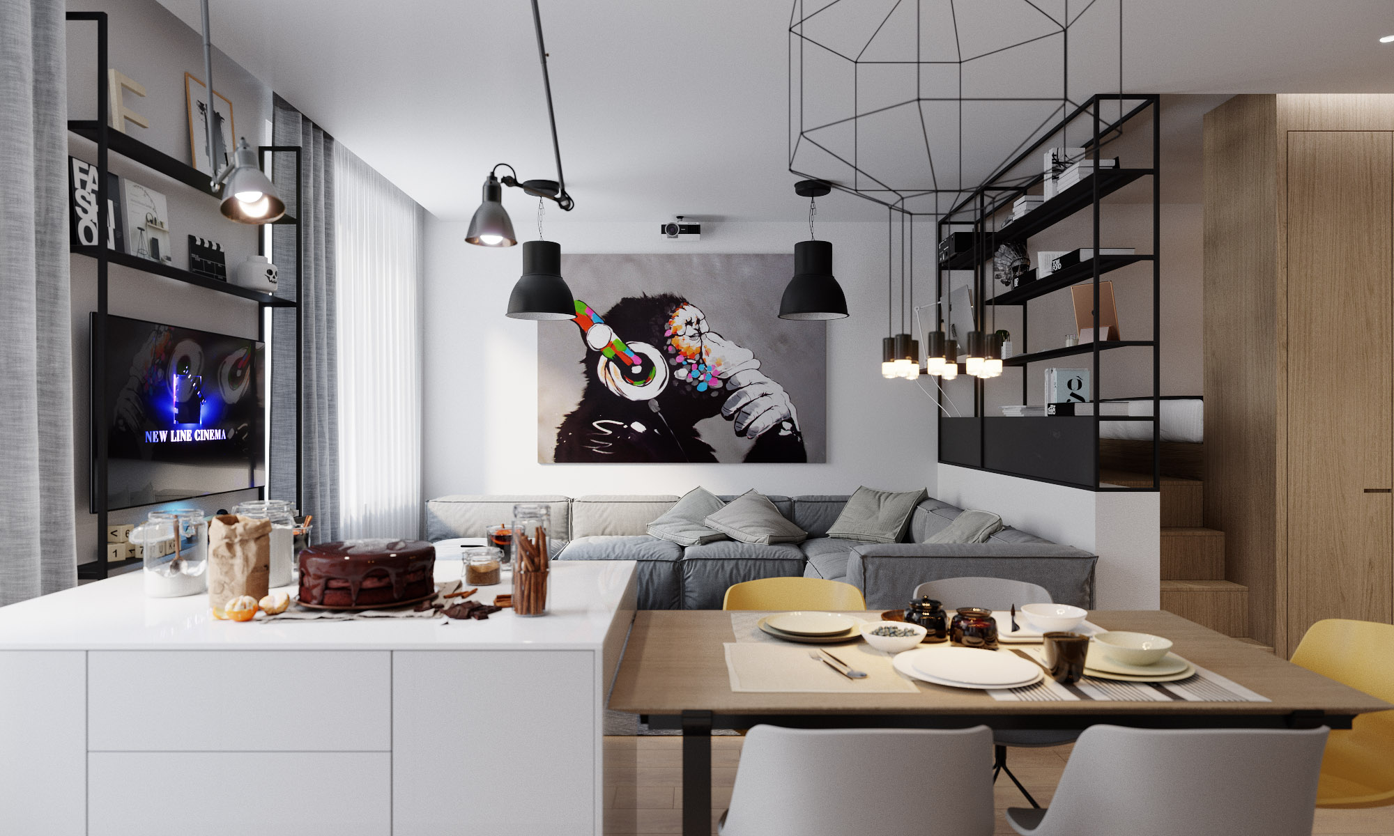 Идеи объединения гостиной с кухней в квартире-студии