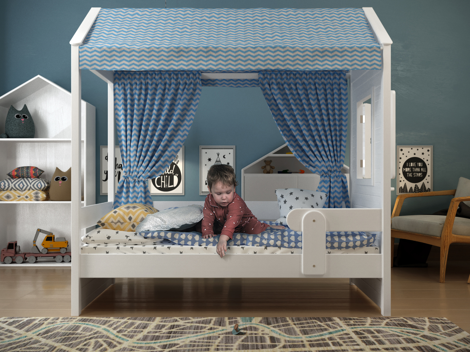 кровать для мальчика с балдахином домик