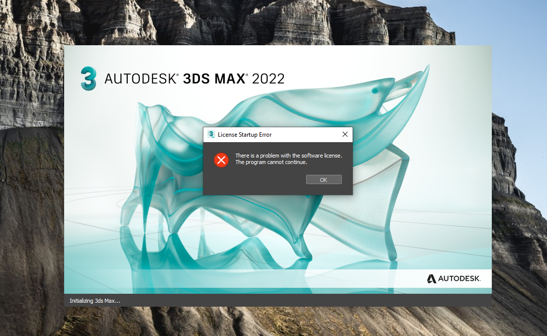Startup Error 3ds Max 2022