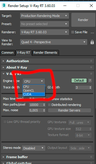 Как ввкороне выбрать рендер на видеокарте